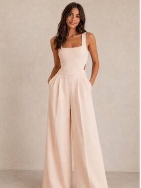 Reiss Blush Cutout Wide-Leg Jumpsuit
